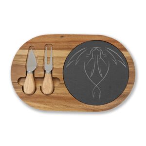 Engraved Dragons Charcuterie Board — Romantic Intertwined Dragons Line Art